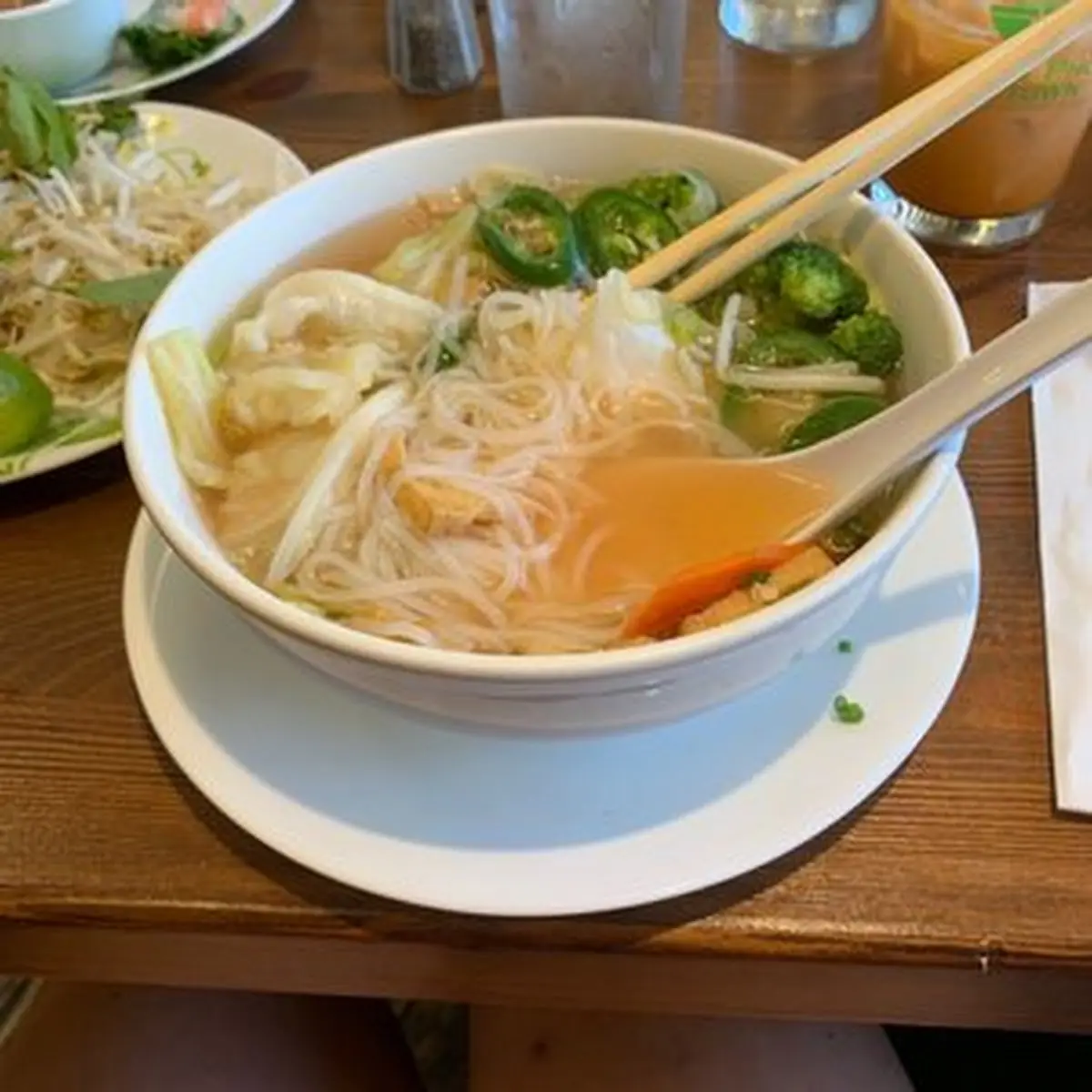 Chicken Pho and Shrimp Spring Rolls