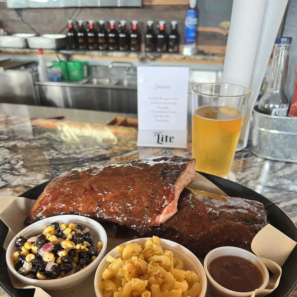 Full Rack Black Bean and Corn Salad Mac and Cheese