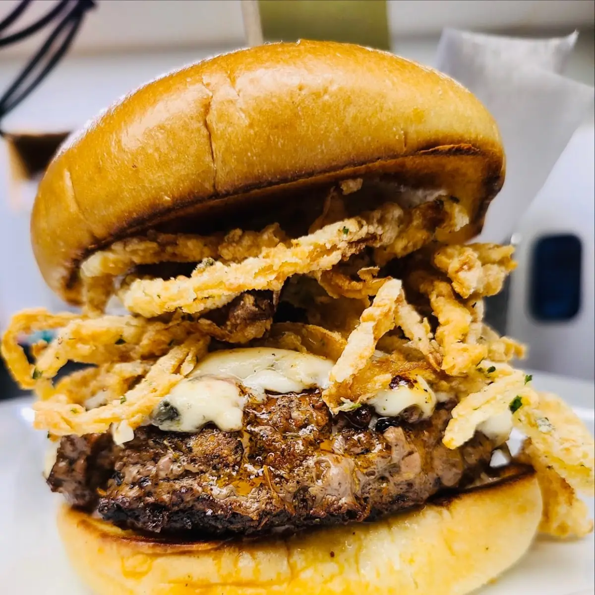 Black and Blue Cheese Burger