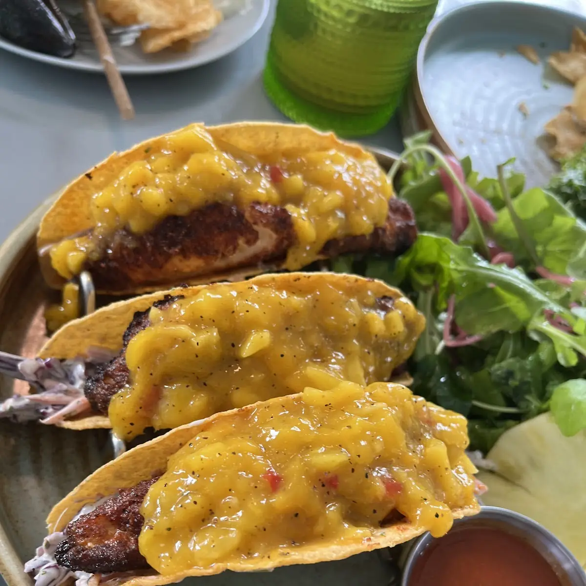 Blackened Fish Tacos with Mango Sauce