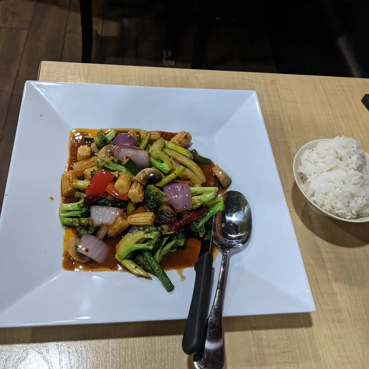 Szechuan Peppercorn Vegetables with White Rice
