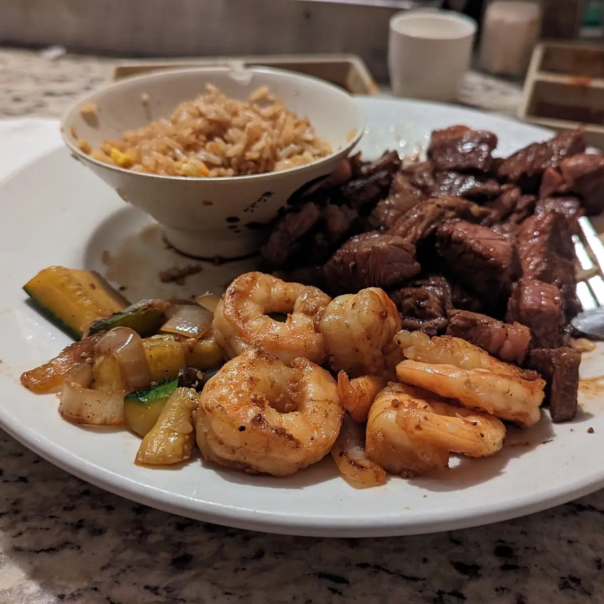 Ribeye and Shrimp Fried Rice & Vegetables
