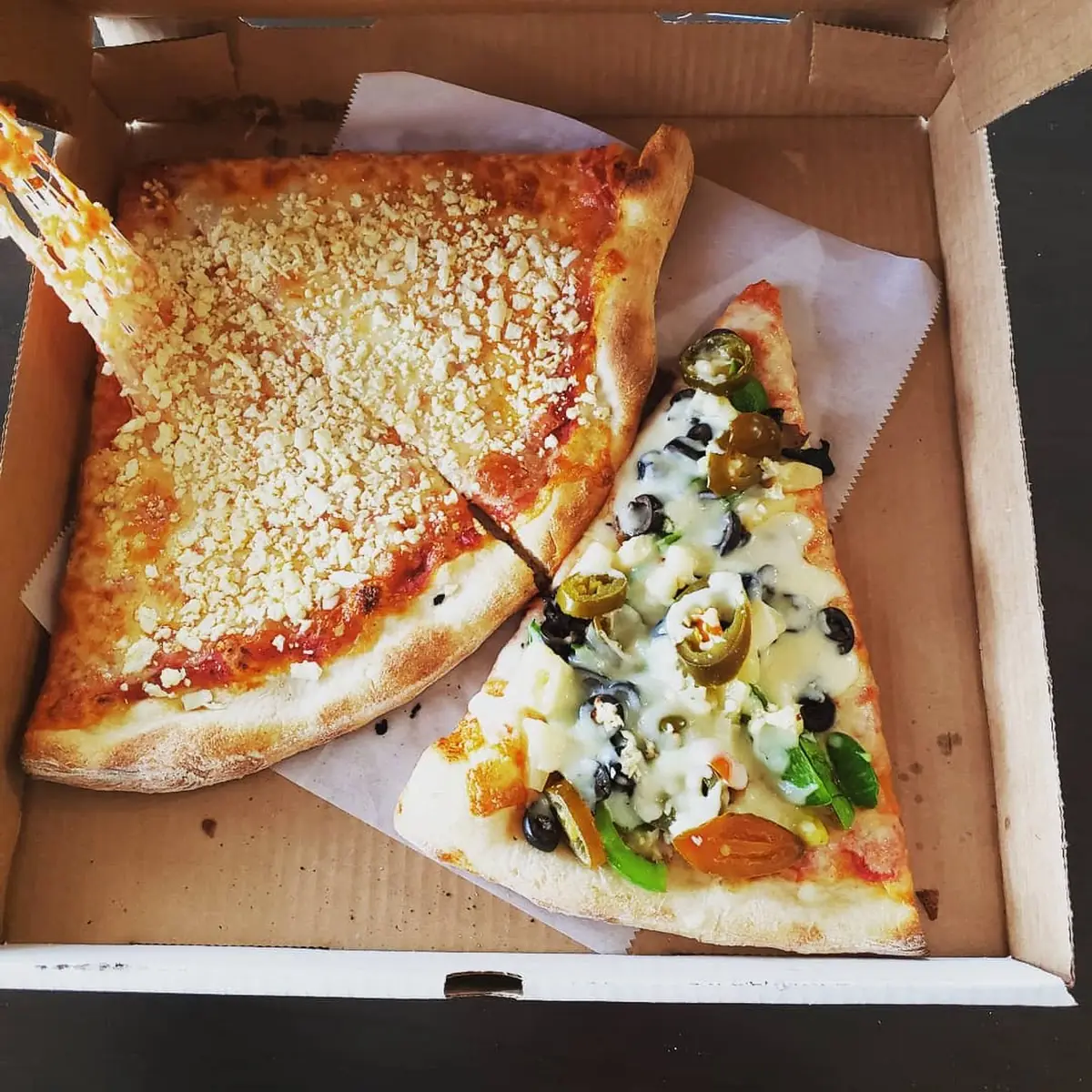 Feta Cheese and Veggie Pizza Slice