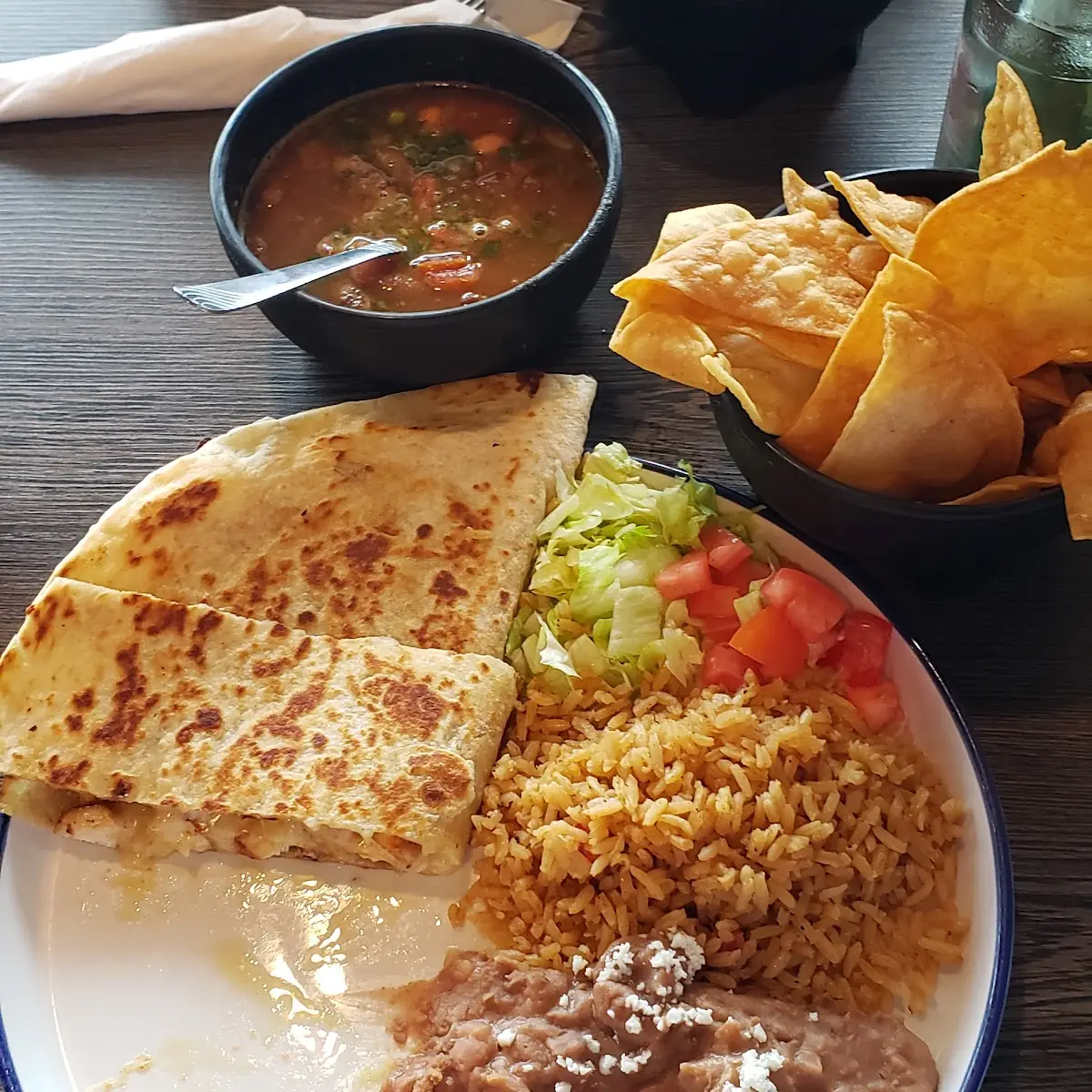 Cheese Quesadilla Rice and Beans