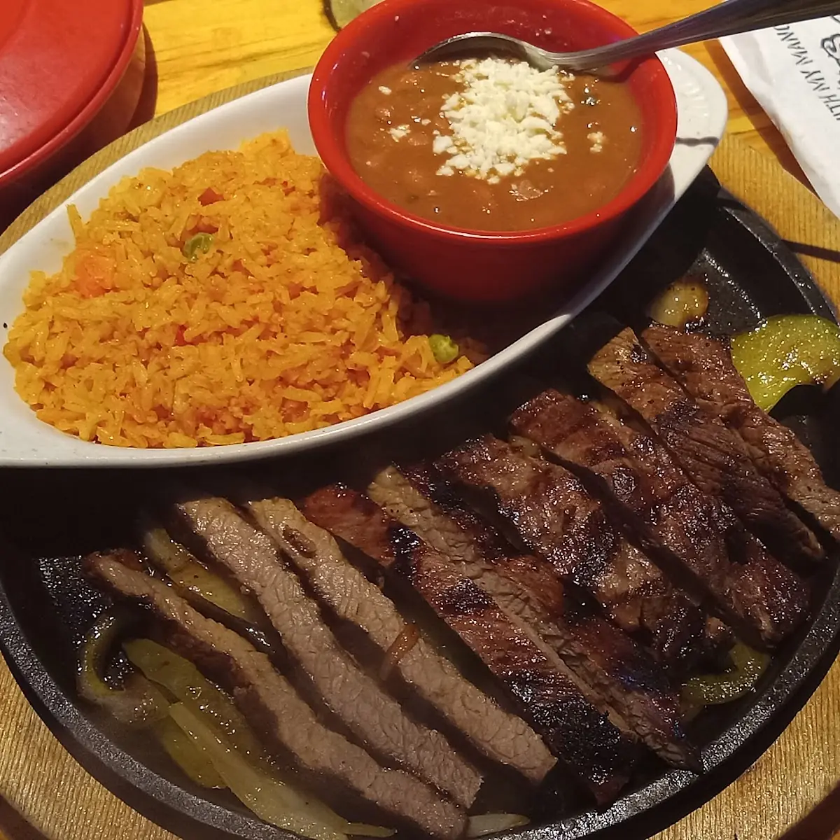 Beef Fajitas with Rice and Beans