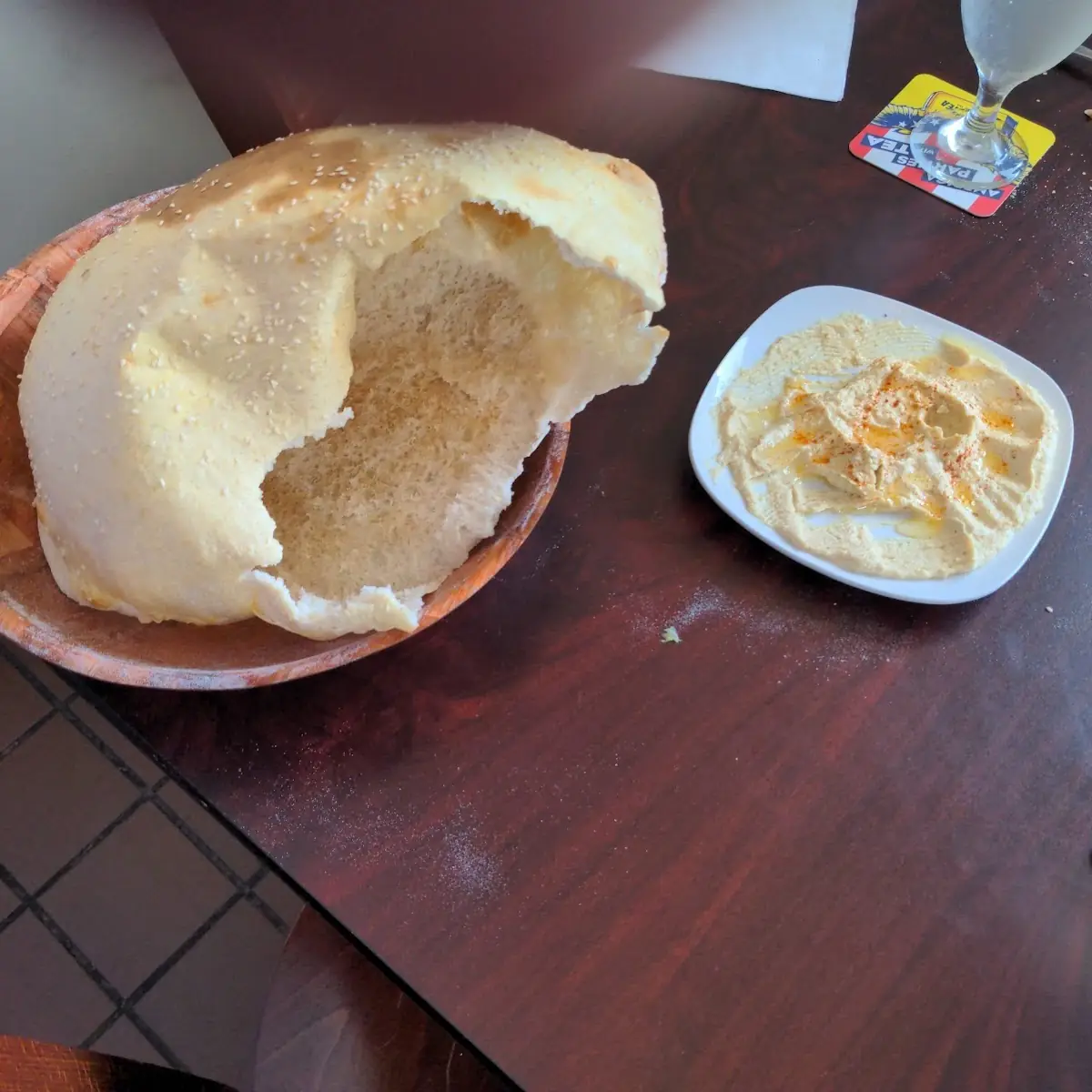 Hummus and Home Made Pillow Bread
