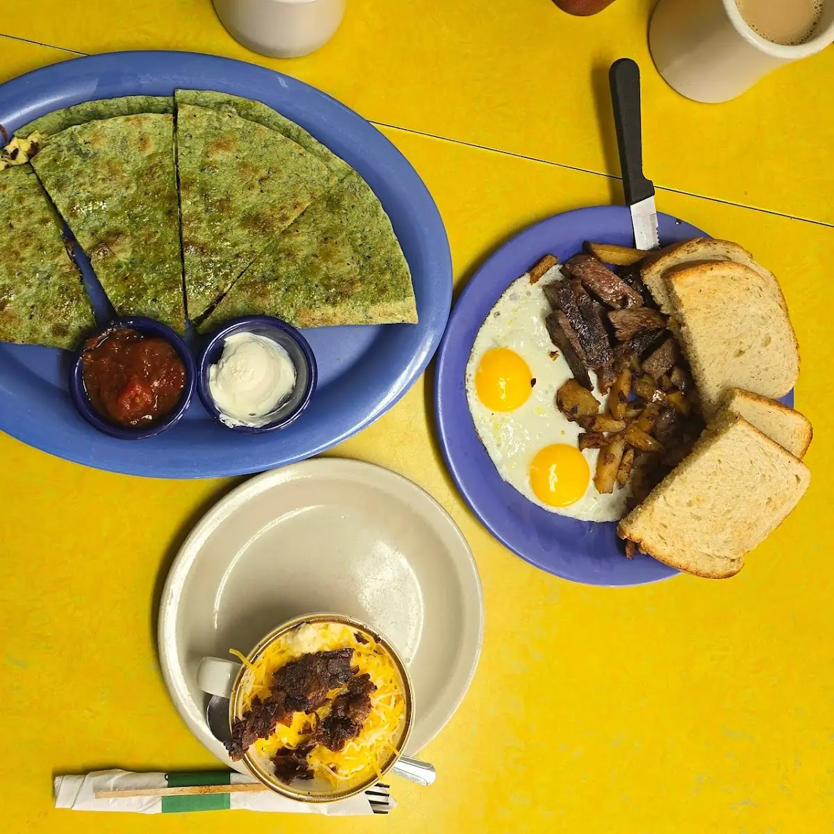 Quesadilla and Steak and Eggs