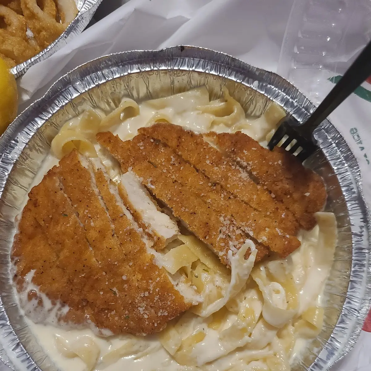 Breaded Chicken Alfredo