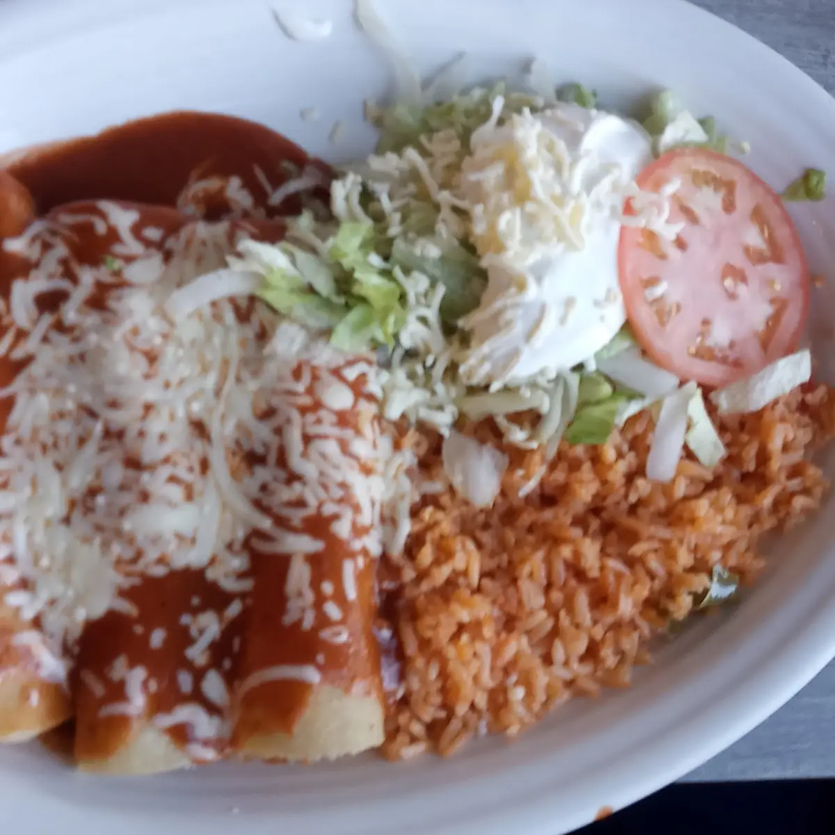 One Beef Taco Rice and Beans