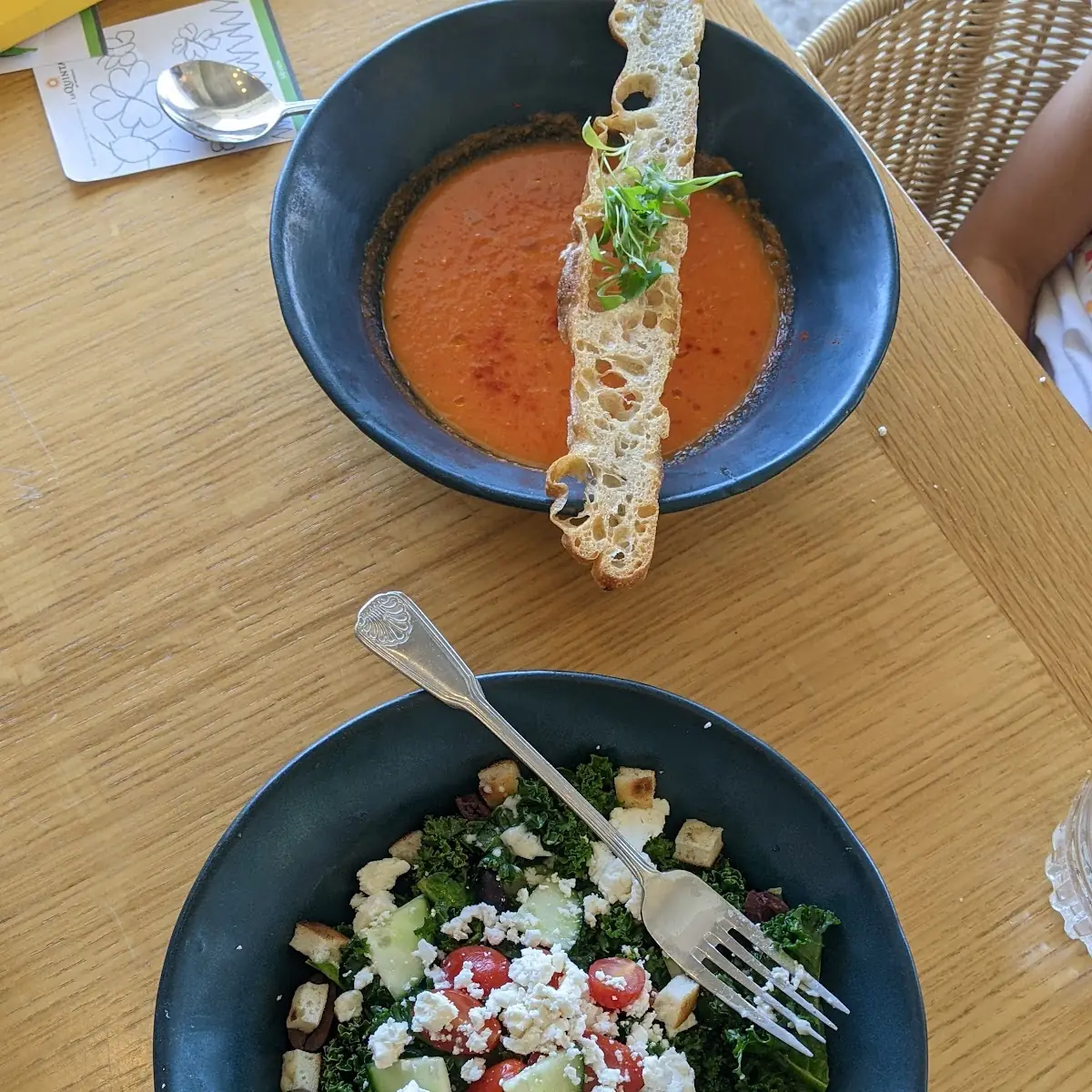 Kale Salad and Tomato Soup