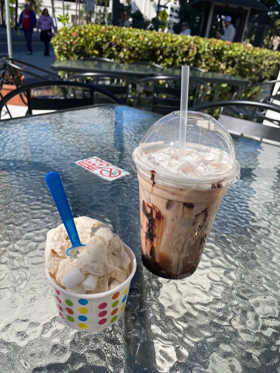 Marshmallow Gelato and Iced Mocha Coffee