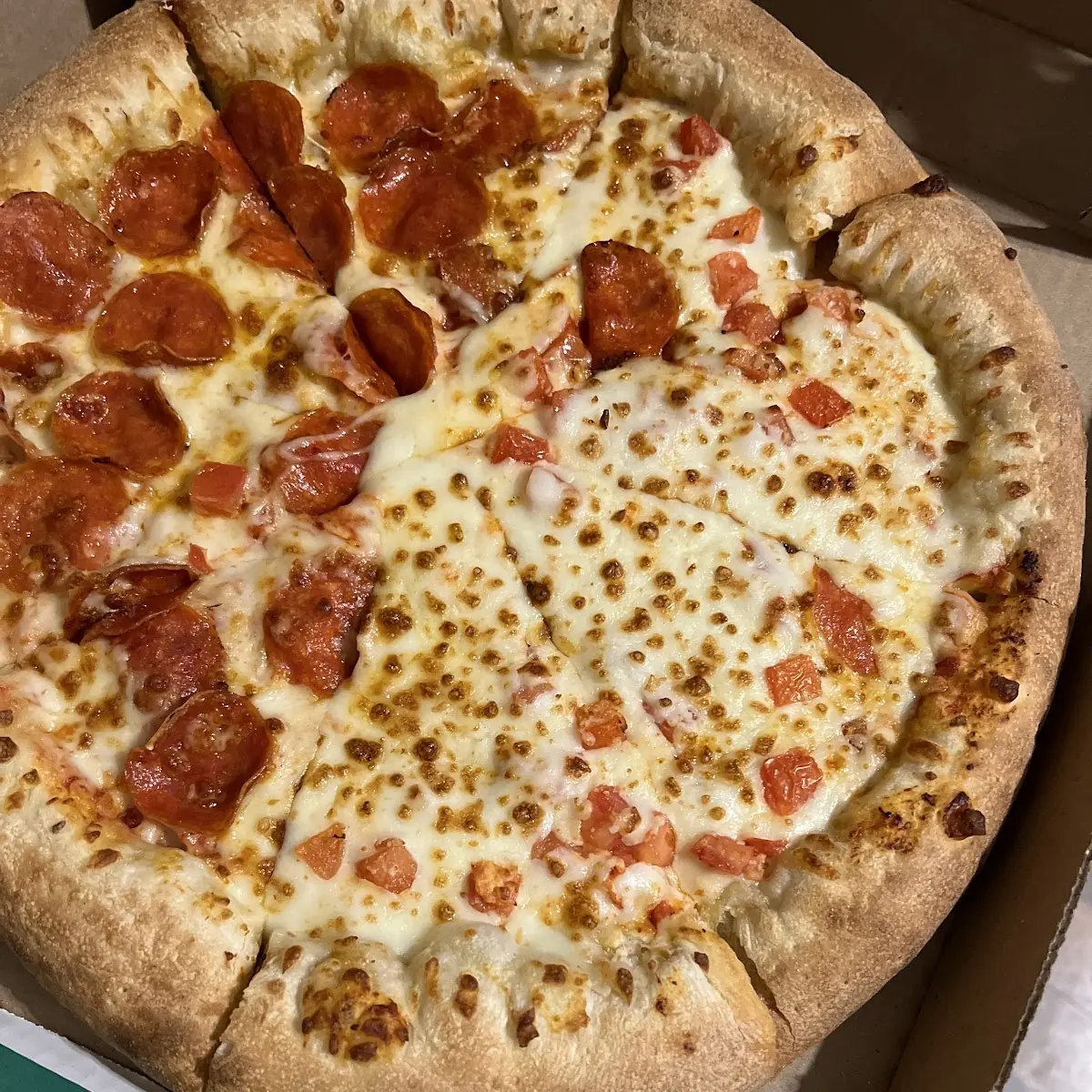 Half Pepperoni Half Supreme Pizza