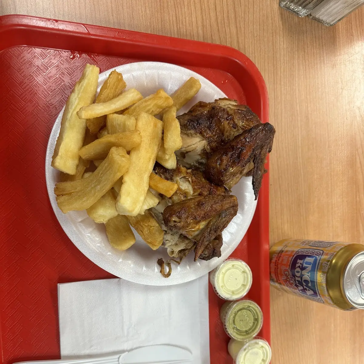 Peruvian Chicken Rice Beans Fries