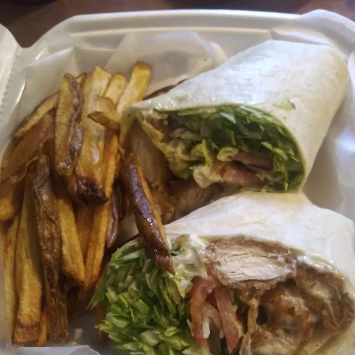 Chicken Bacon Ranch Wrap and Fries