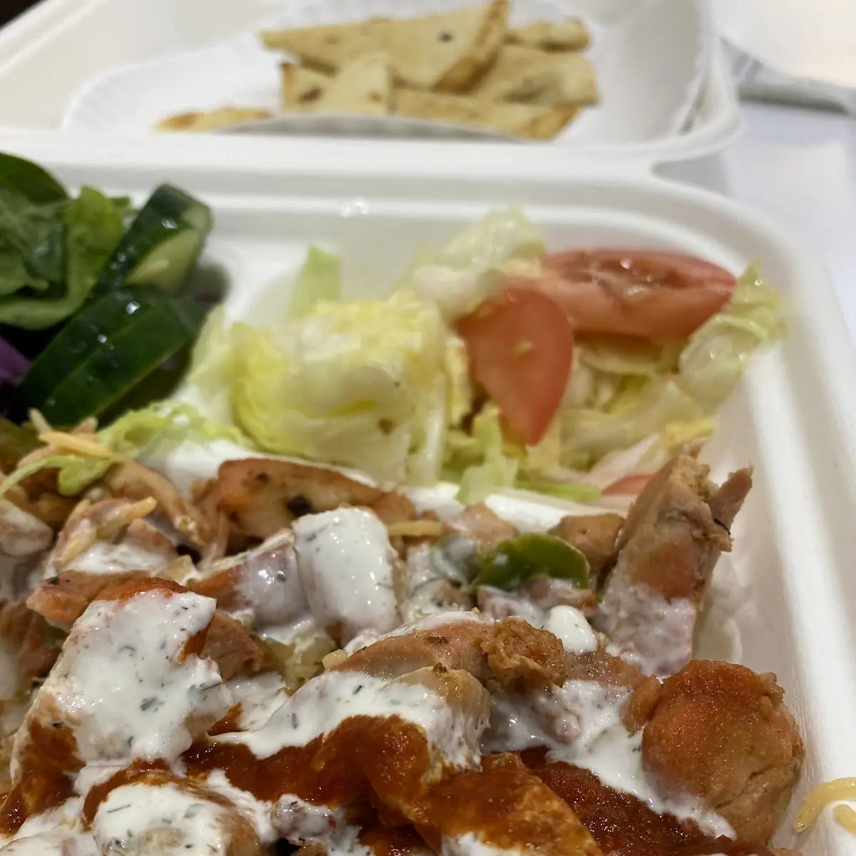 Chicken over Rice with Pita Bread