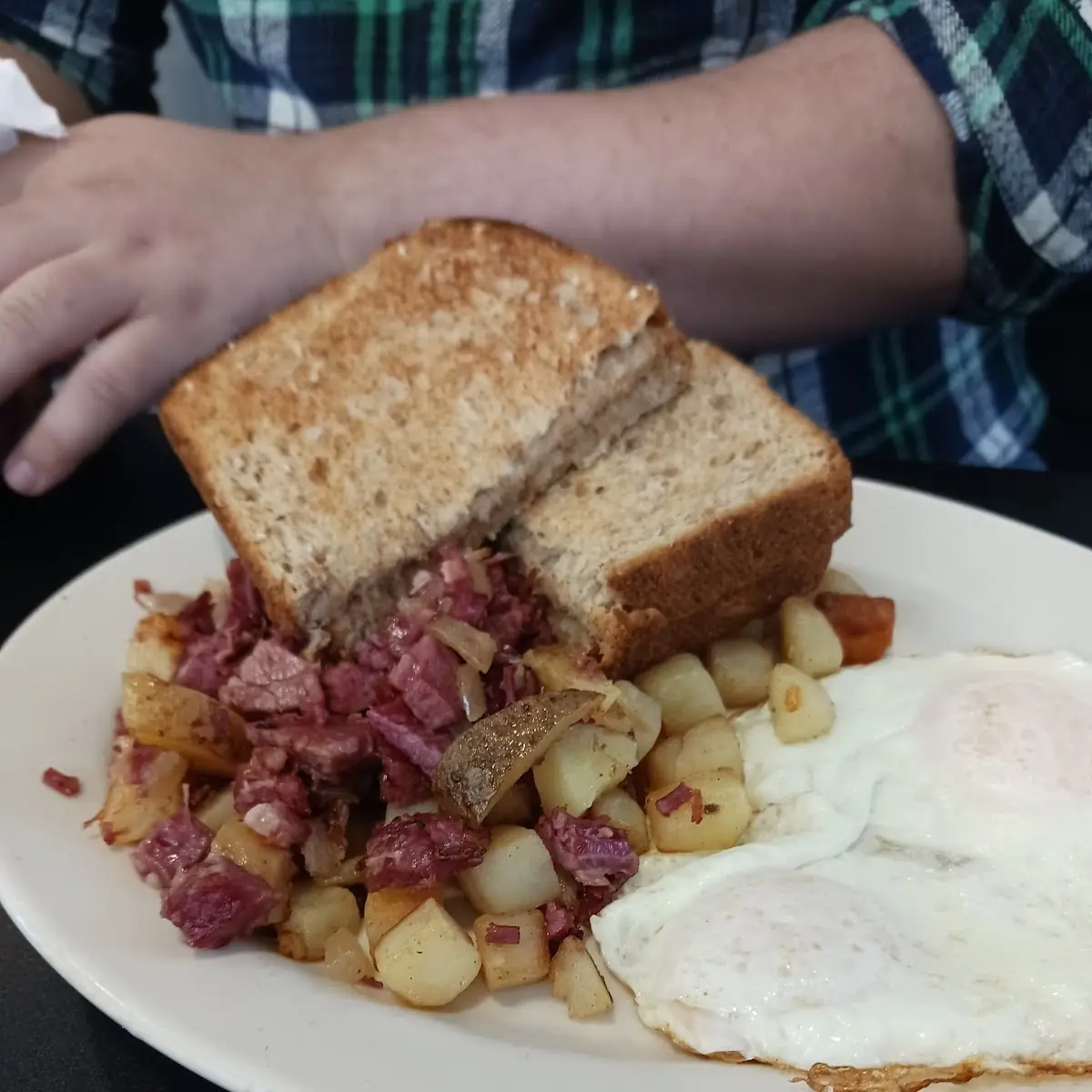 Corn Beef Hash with Eggs & Home Fries
