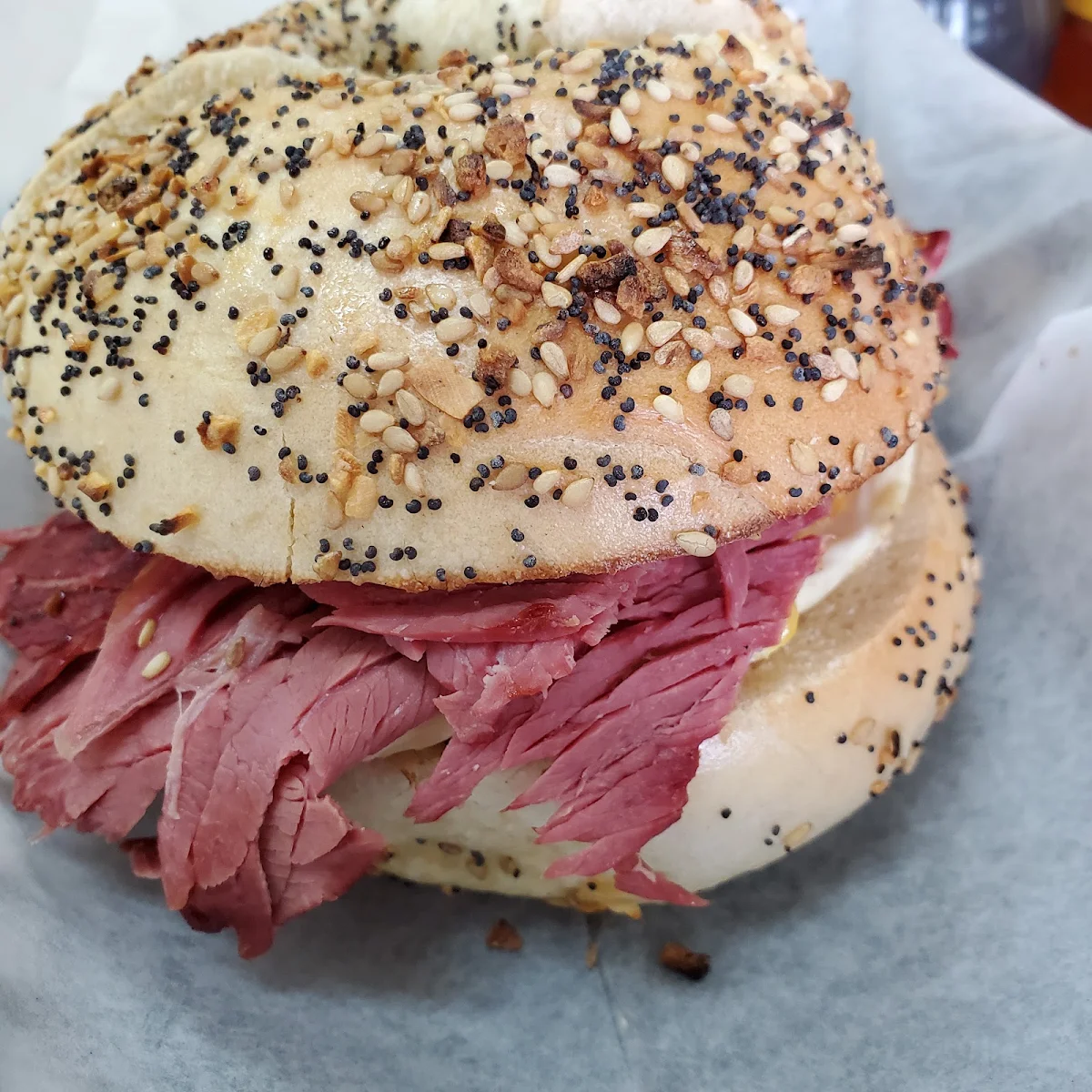 Pastrami Egg Cheese Everything Bagel