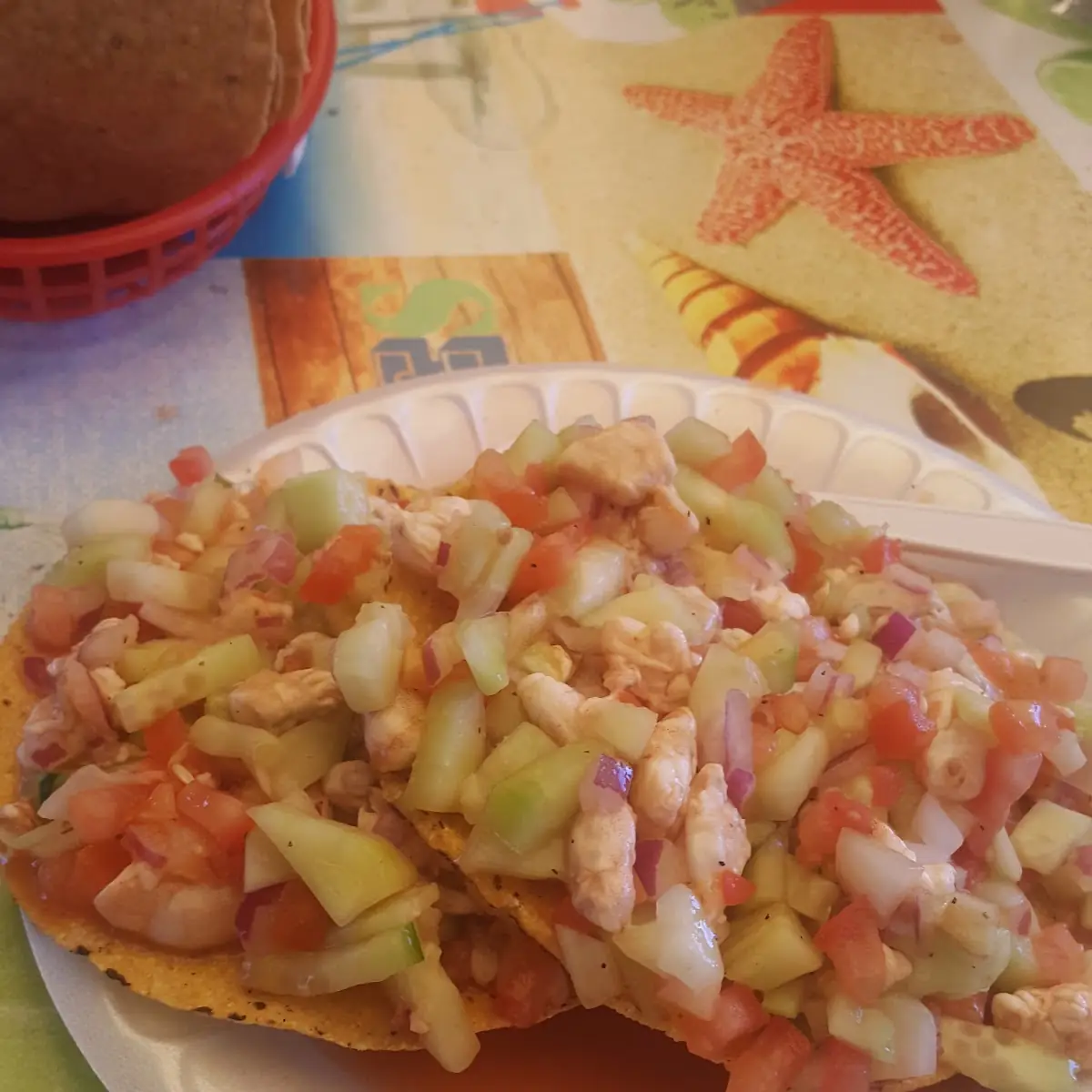 Ceviche Camaron Tostada
