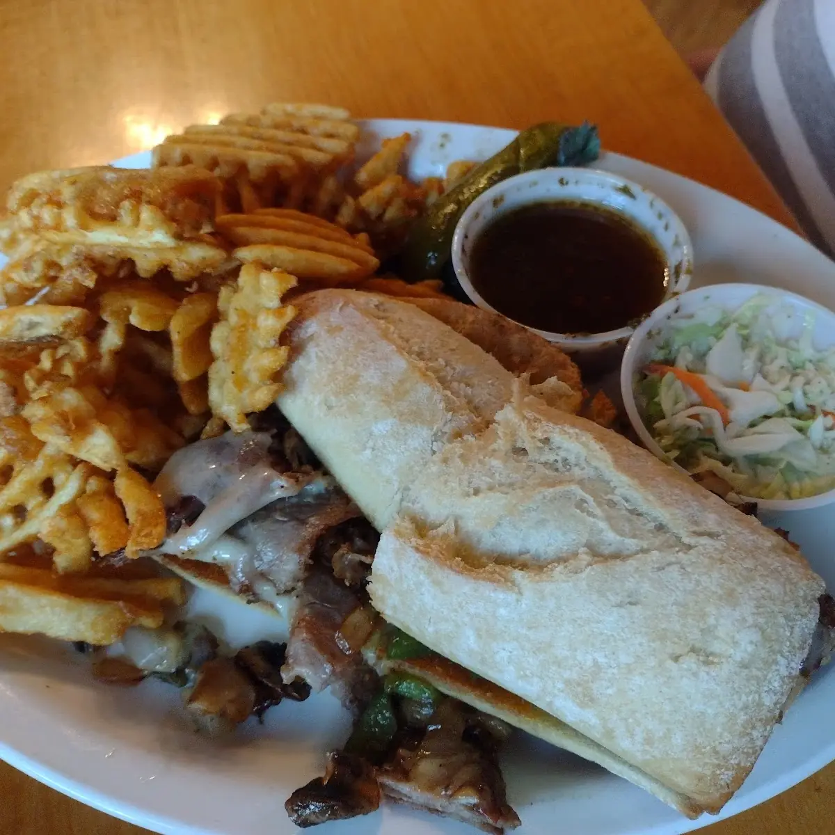 Steak Sandwich Waffle Fries