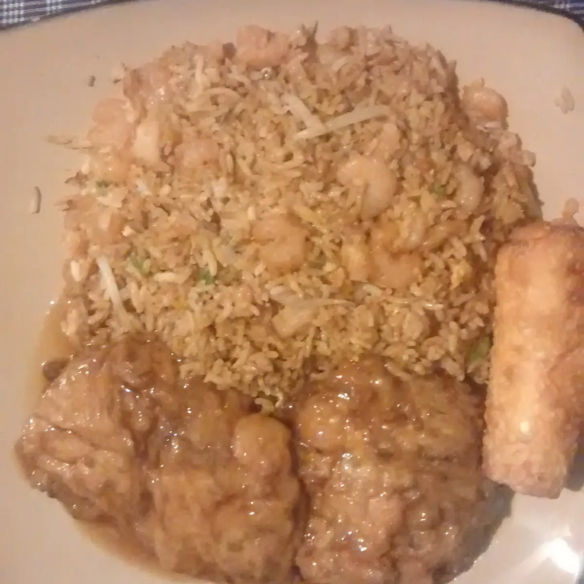 Shrimp Fried Rice Egg Foo Young Egg Roll