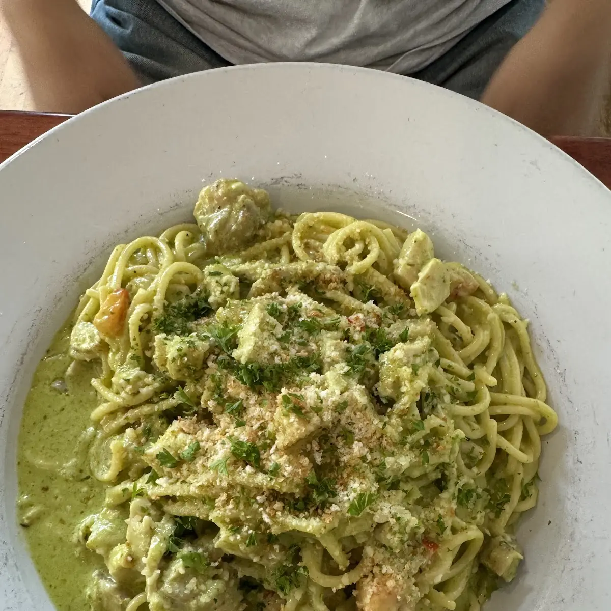 Creamy Chicken Pesto Spaghetti