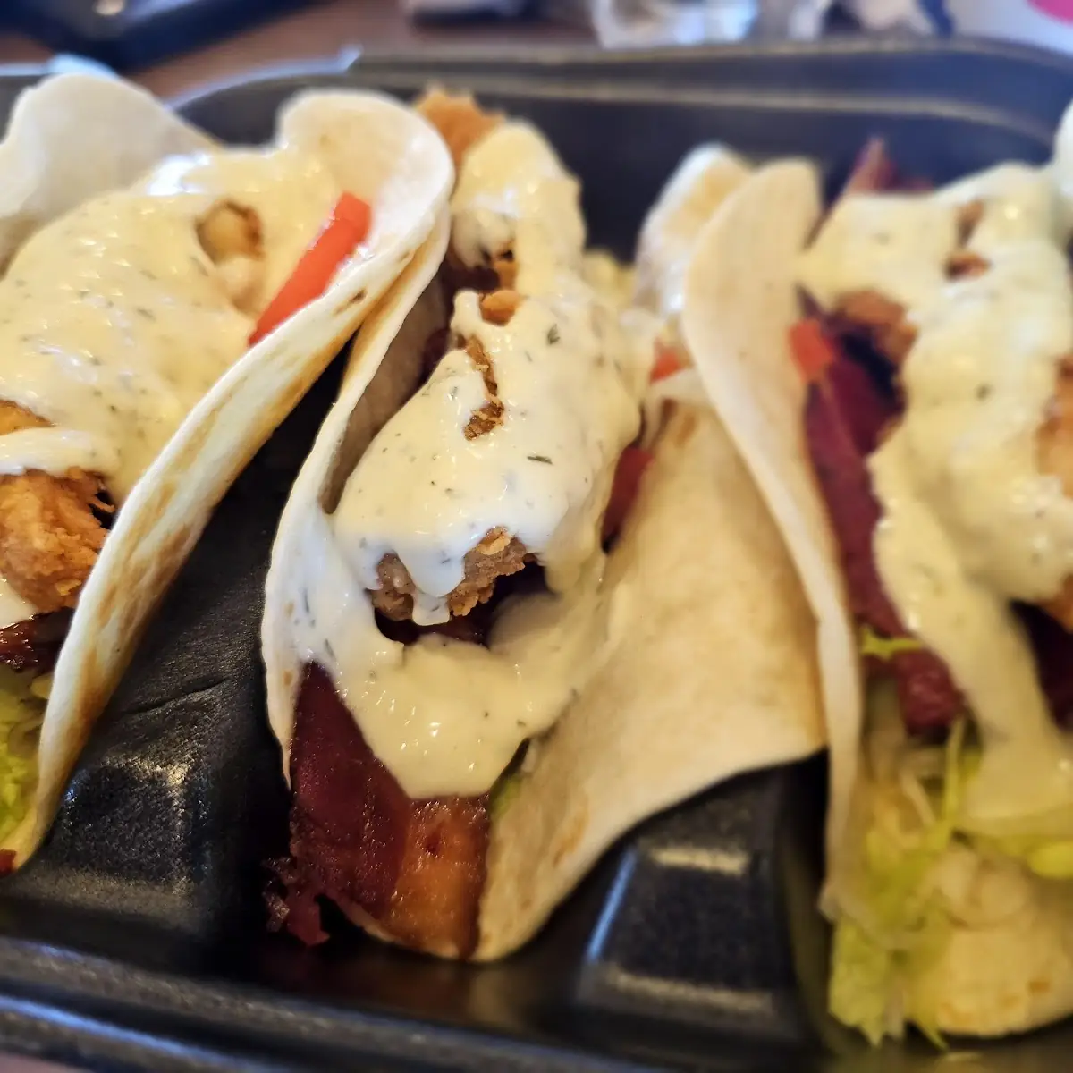 Avocado Ranch Chicken Fingers Tacos