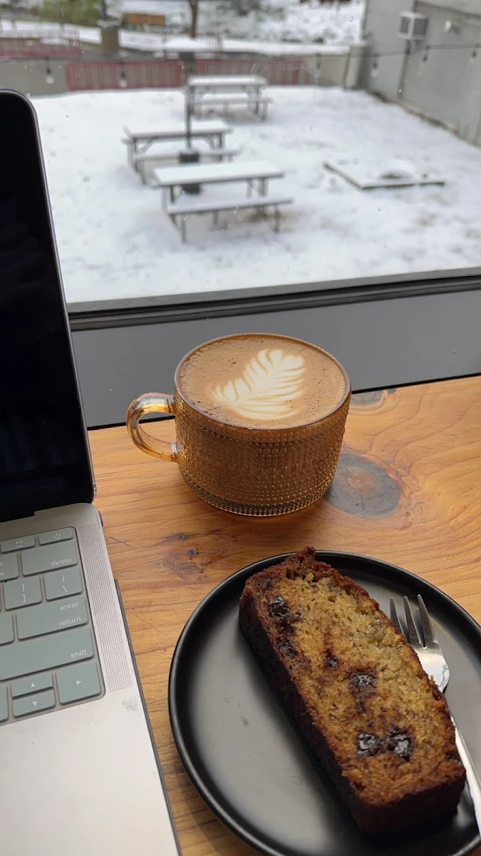 Flower Child Latte and Banana Bread