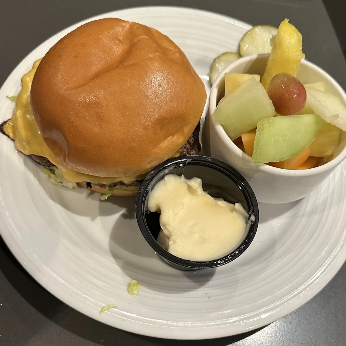Cheeseburger and Fruit Cup