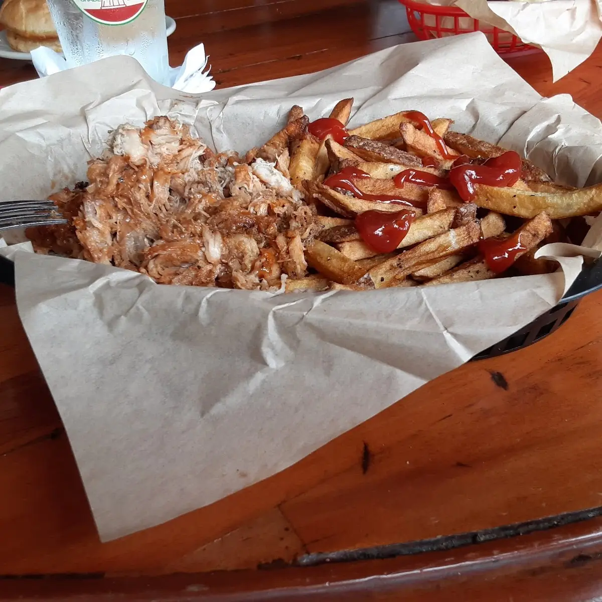 Pulled Turkey Sandwich and Fries