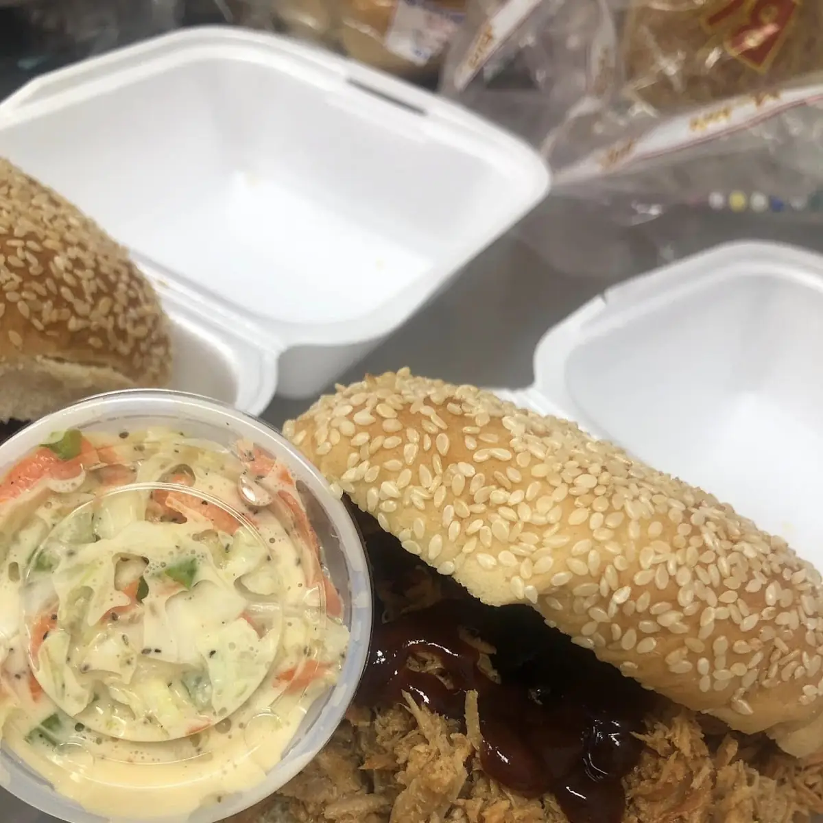 BBQ Pulled Ham Served with Cole Slaw