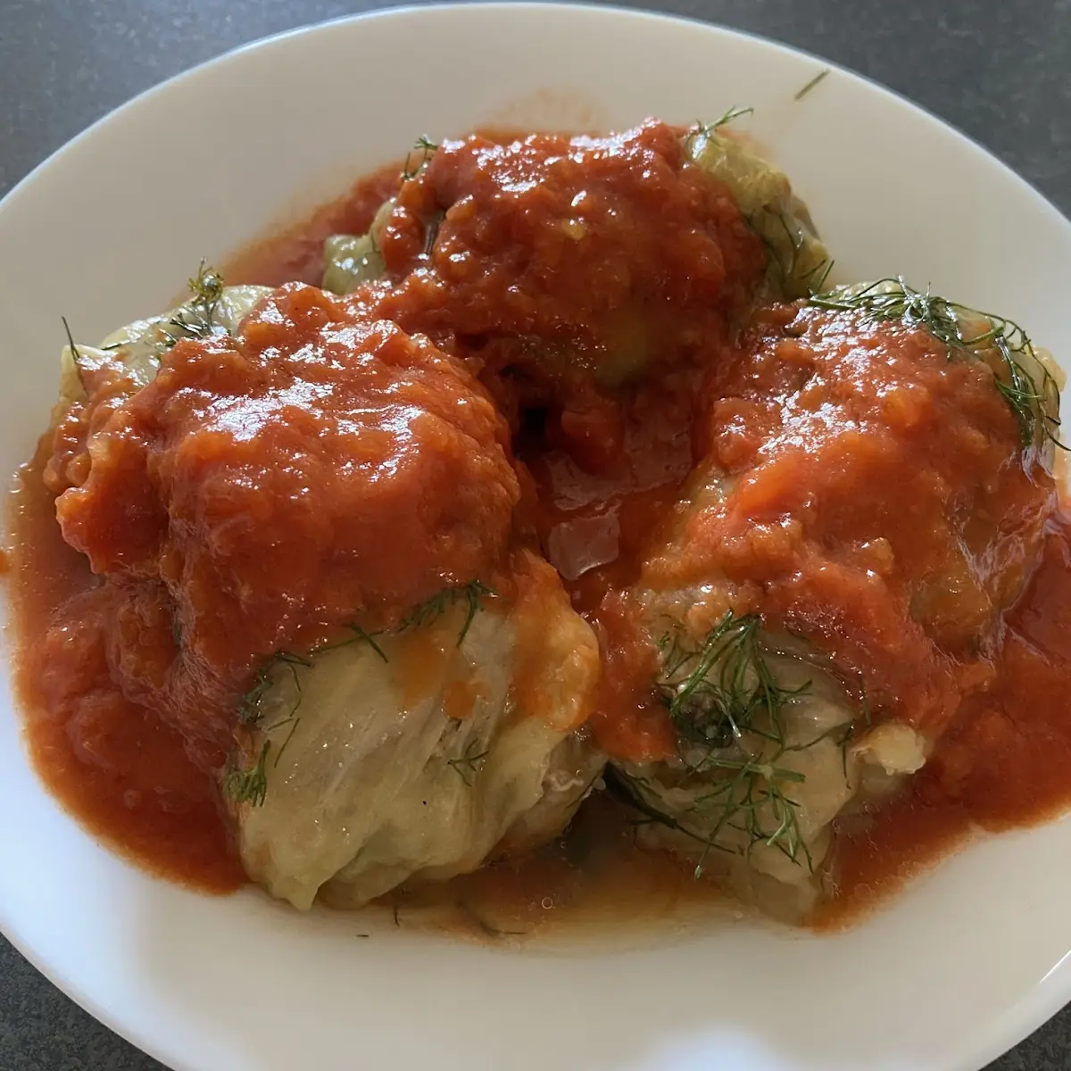 Pork Cabbage Rolls with Tomato Sauce