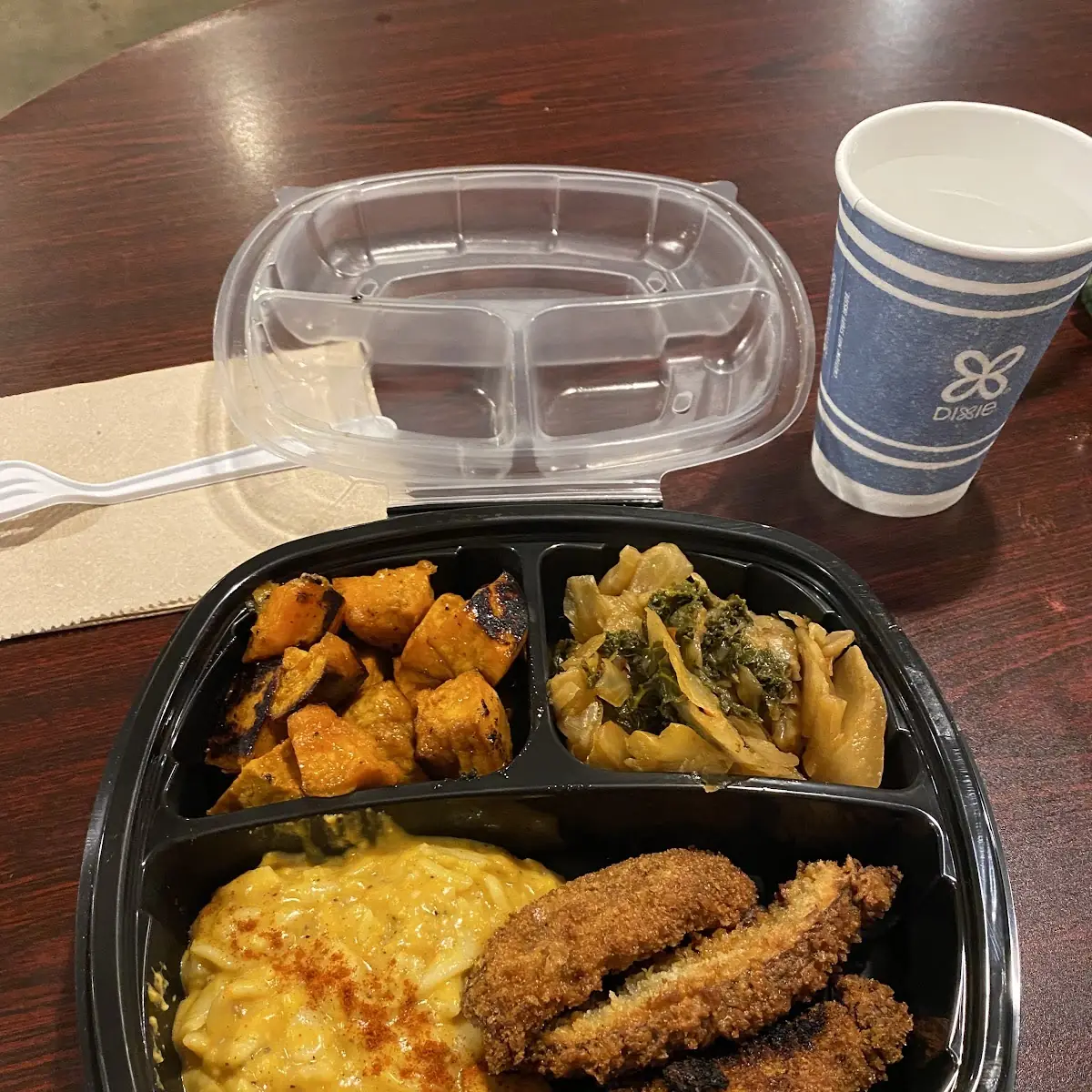 Mac N Triple Cheese Collards Crab Cake Jackfruit Ribs