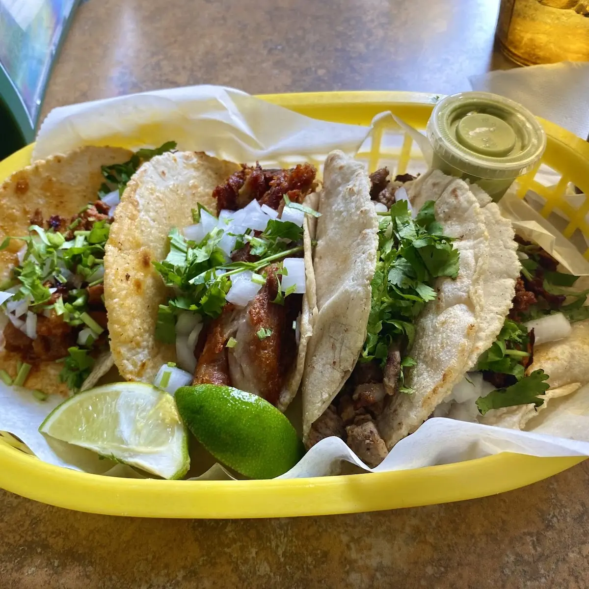 2 Steak Tacos and 1 Chorizo