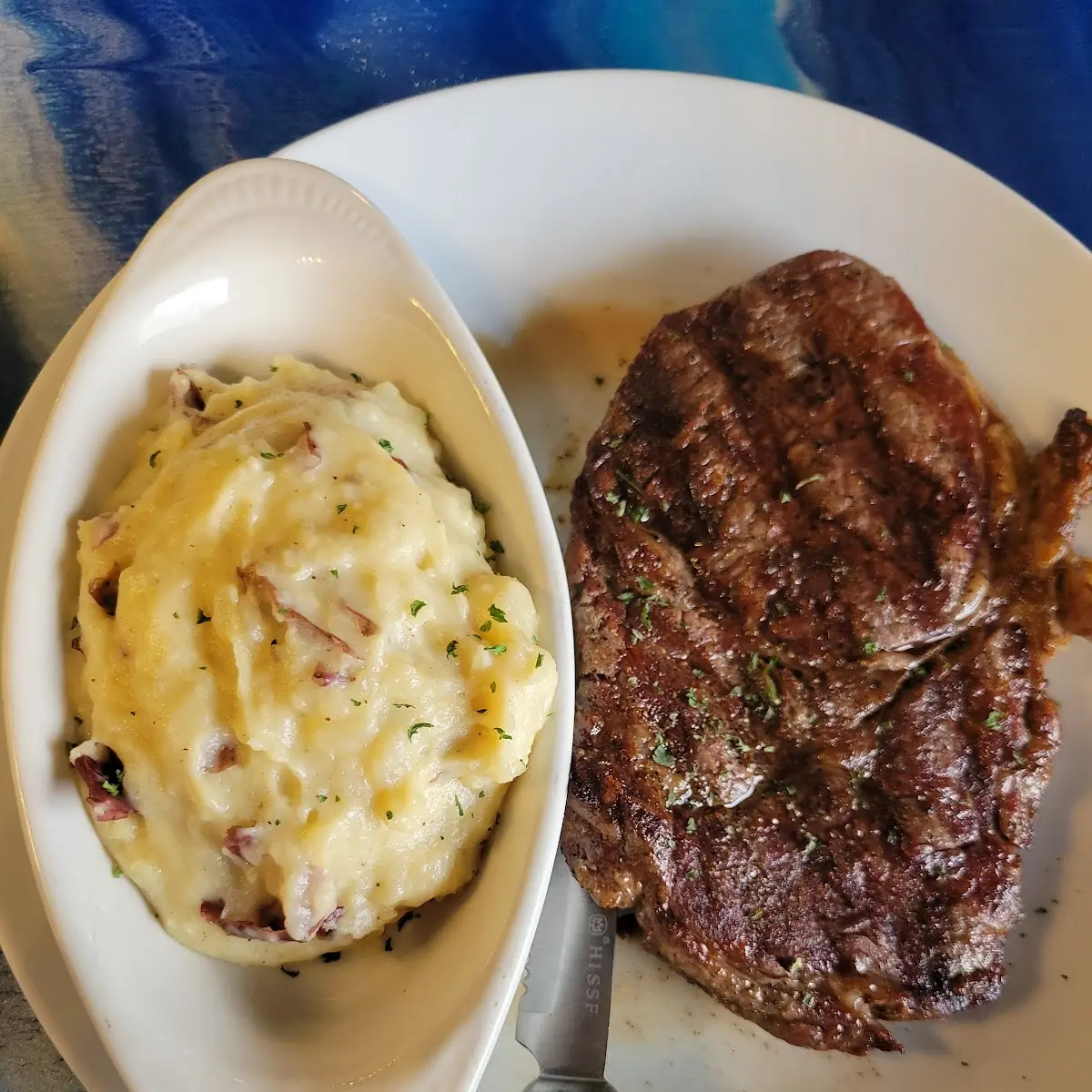 Ribeye Steak with Mashed Potatoes