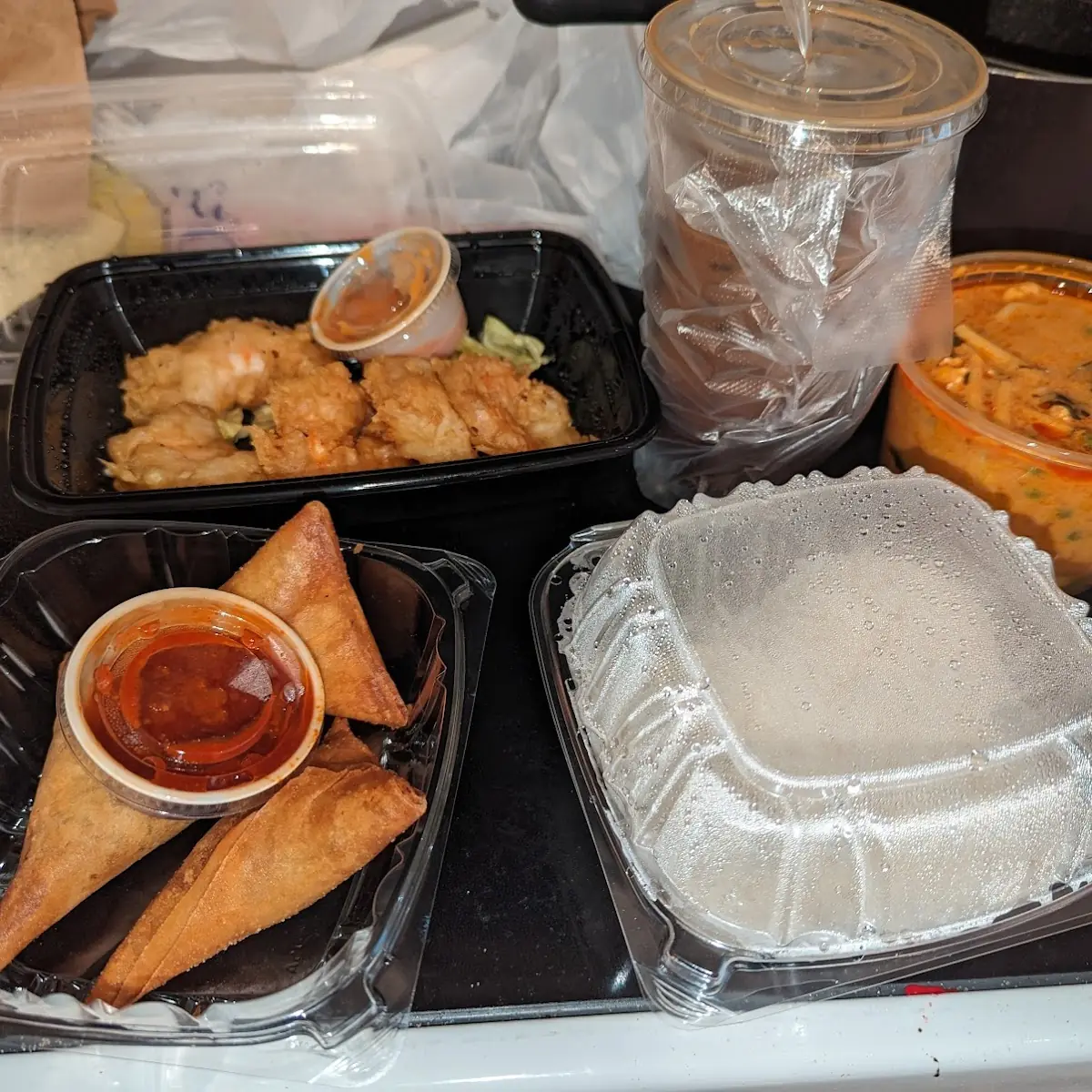 Samosas Tempura Shrimp and Curry