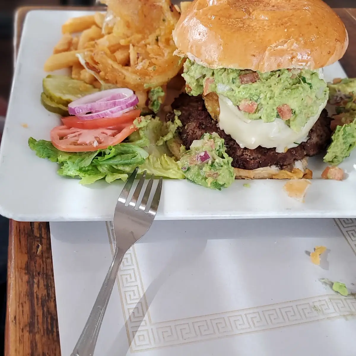 Avacado Western Burger with Onion Rings