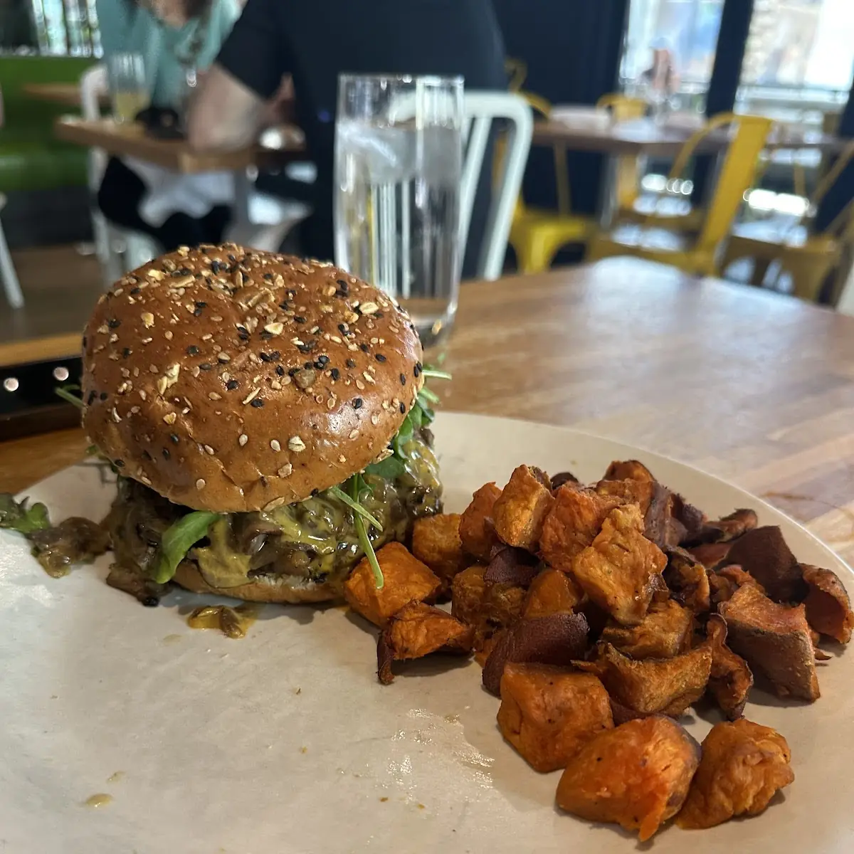 Grass Fed Beef Burger and Sweet Potato Hash