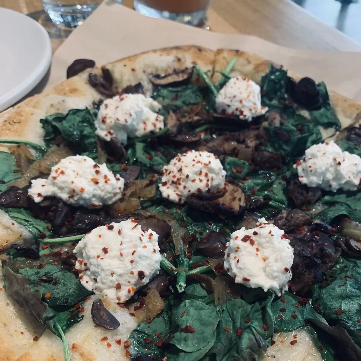 Spinach and Wild Mushroom Pizza V