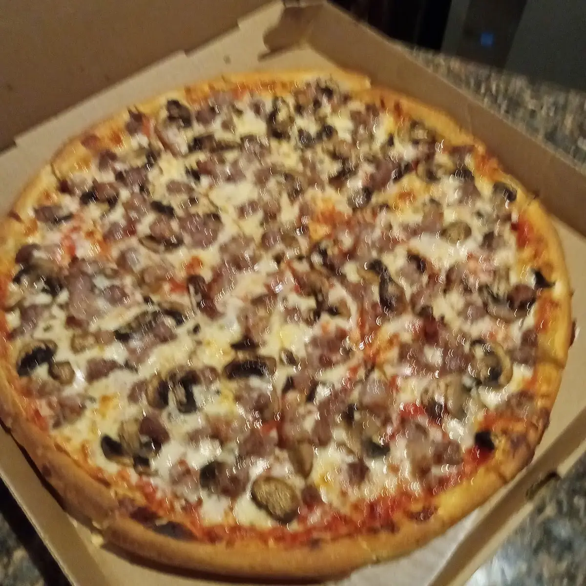 Sausage Hamburger Mushroom Pizza