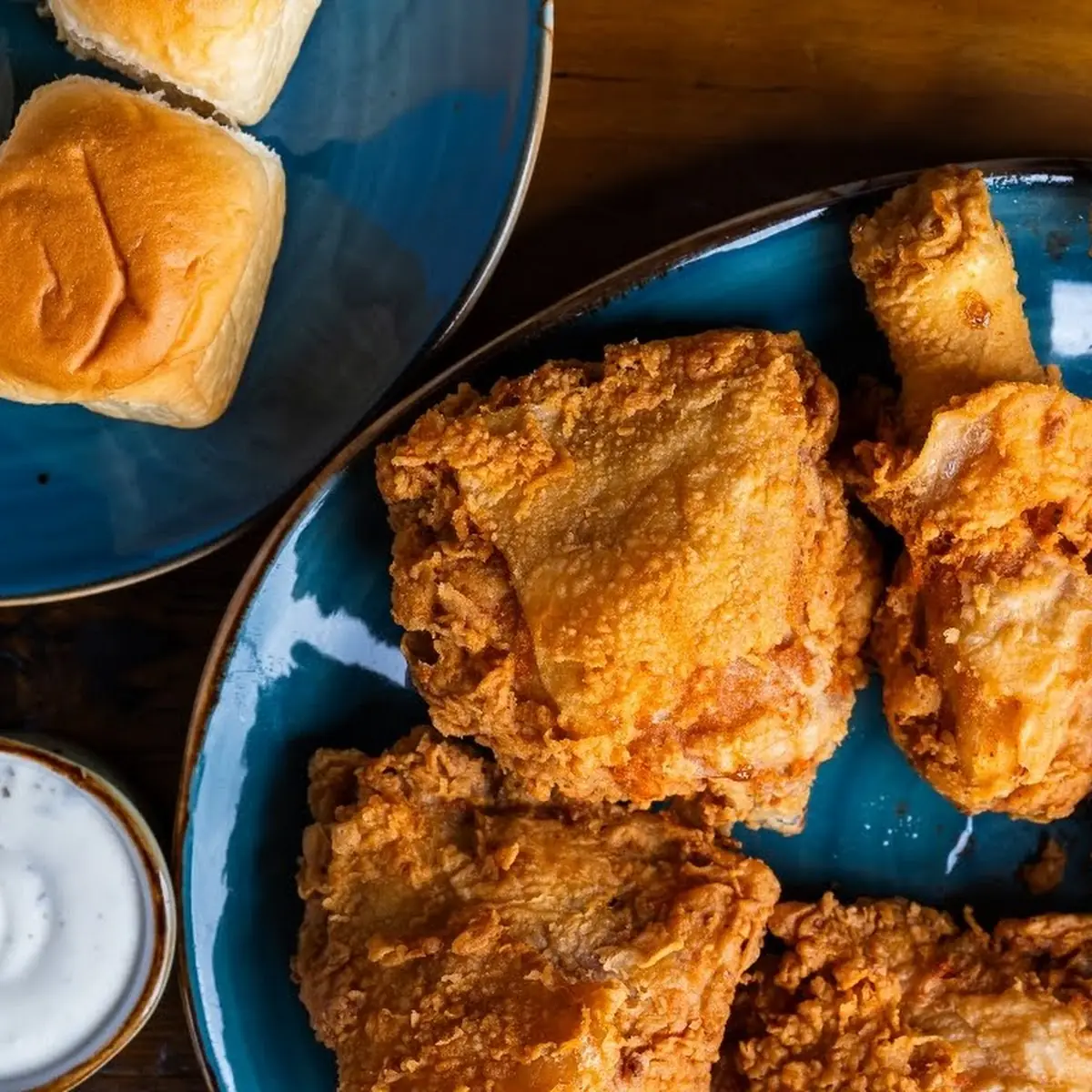 Fried Chicken Broast with Bread Roll