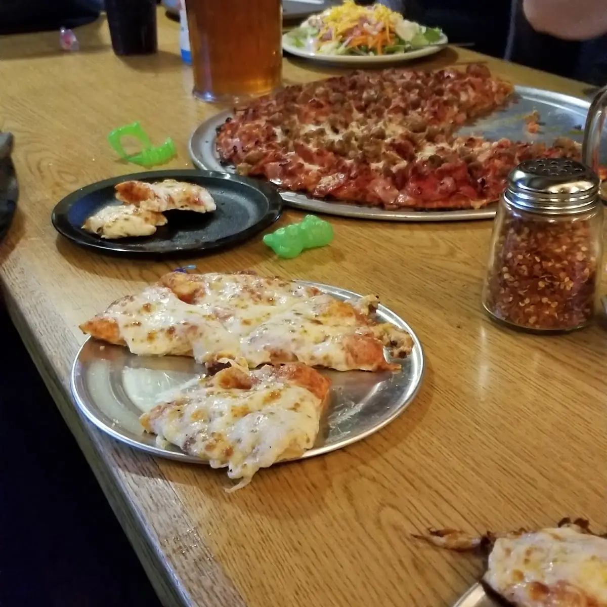 Cheese Pizza and Meat Lovers Pizza