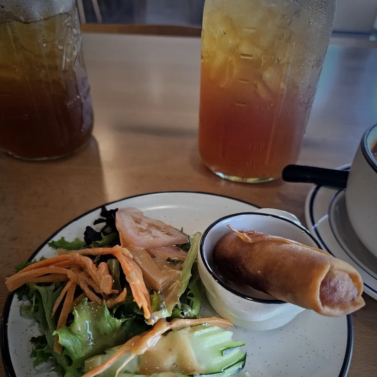 Side Salad and Egg Roll