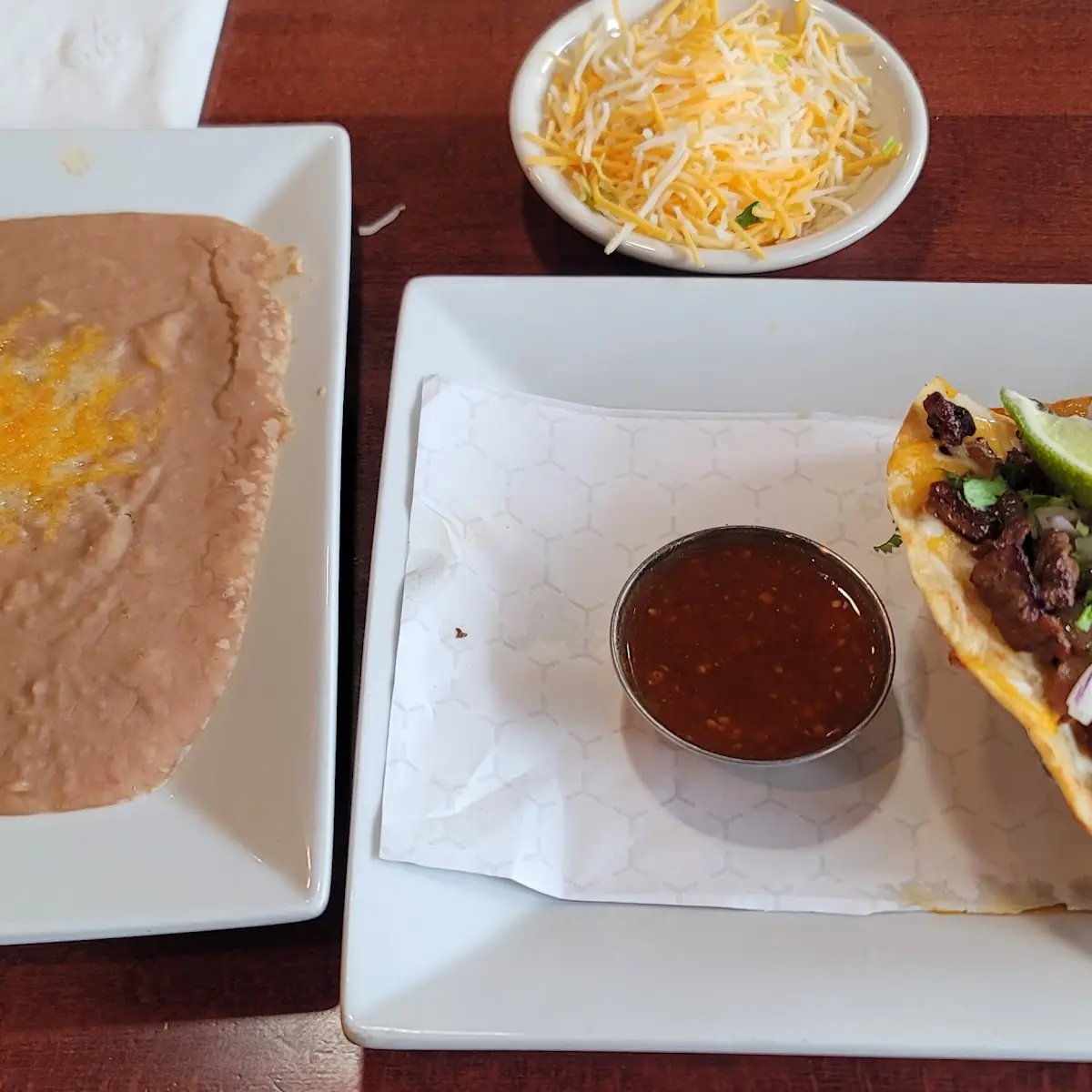 One Taco Rice & Refried Beans
