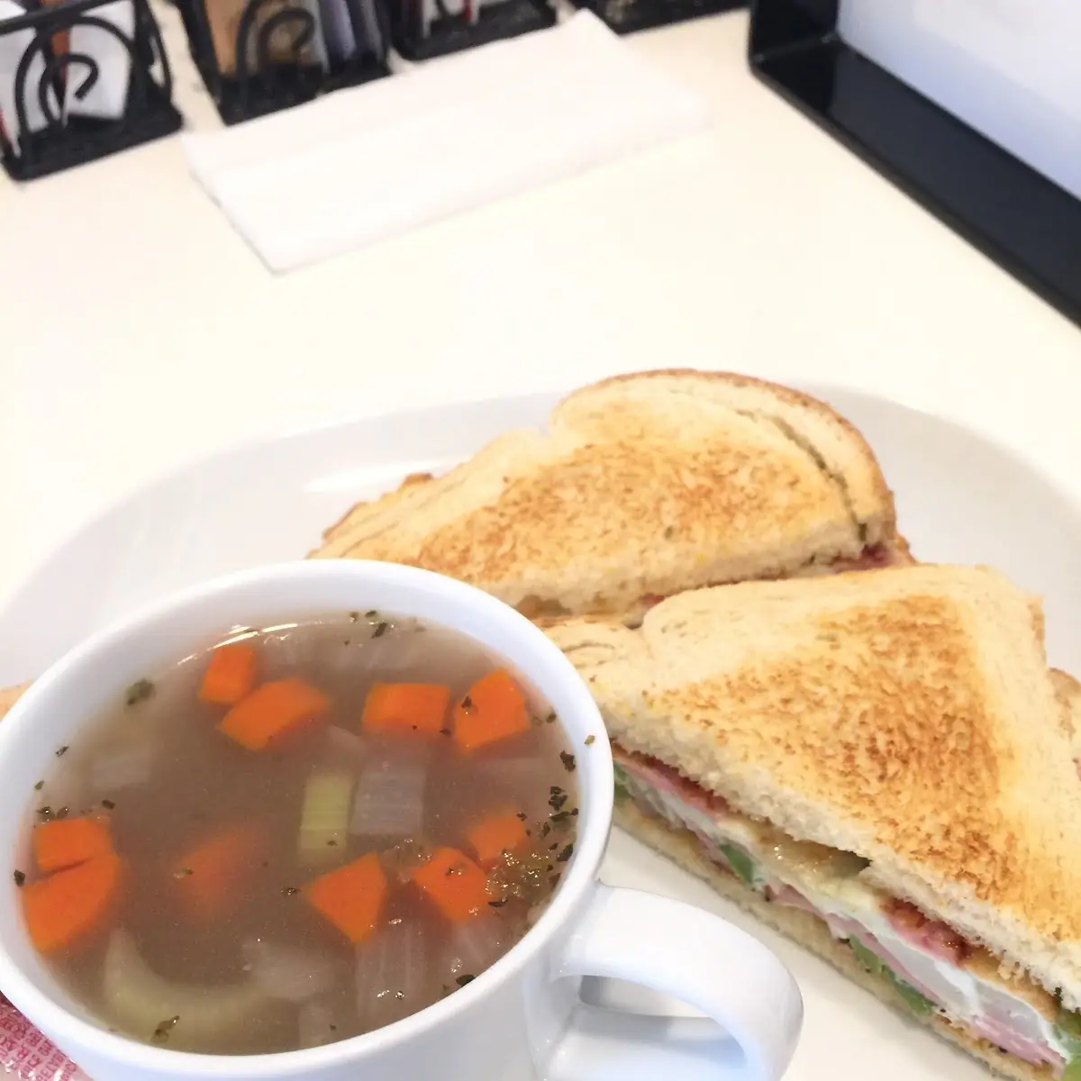 Denver Sandwich & Home Make Turkey Barely Soup, Café 8