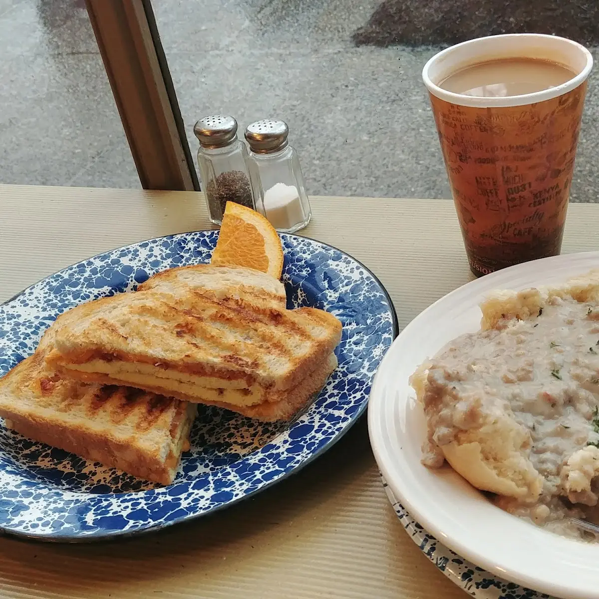 Sausage Gravy and Biscuits and Te Breakfast Sandwich