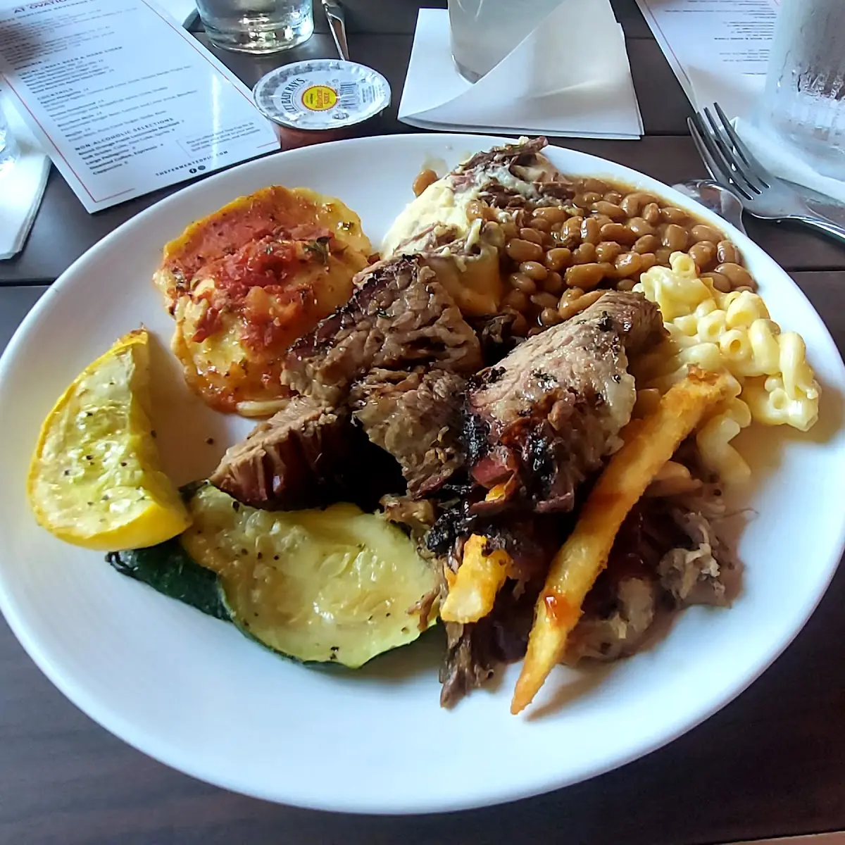 Brisket Pulled Pork Grilled Vegetables