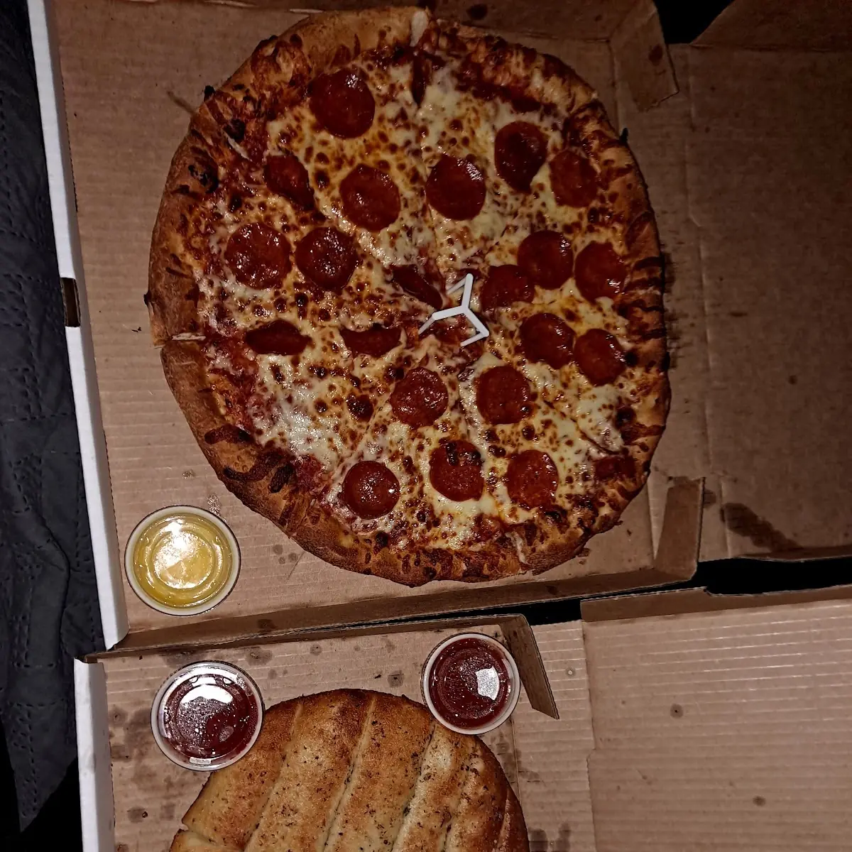 Pepperoni Pizza with Garlic Bread Sticks