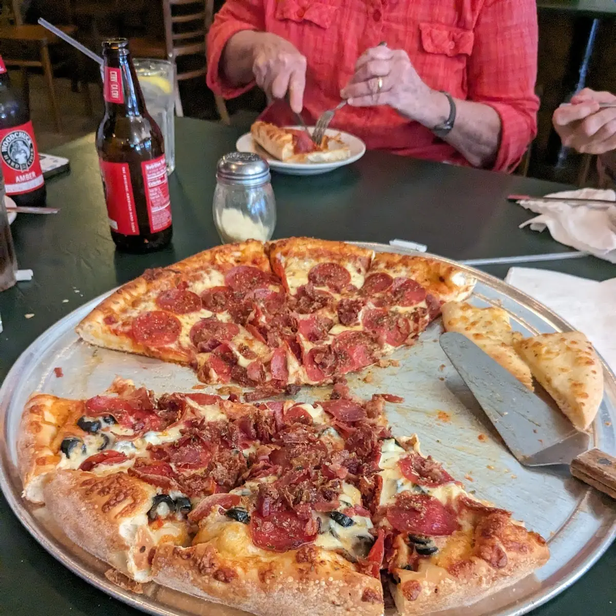 Pepperoni Bacon and Olive Pizza