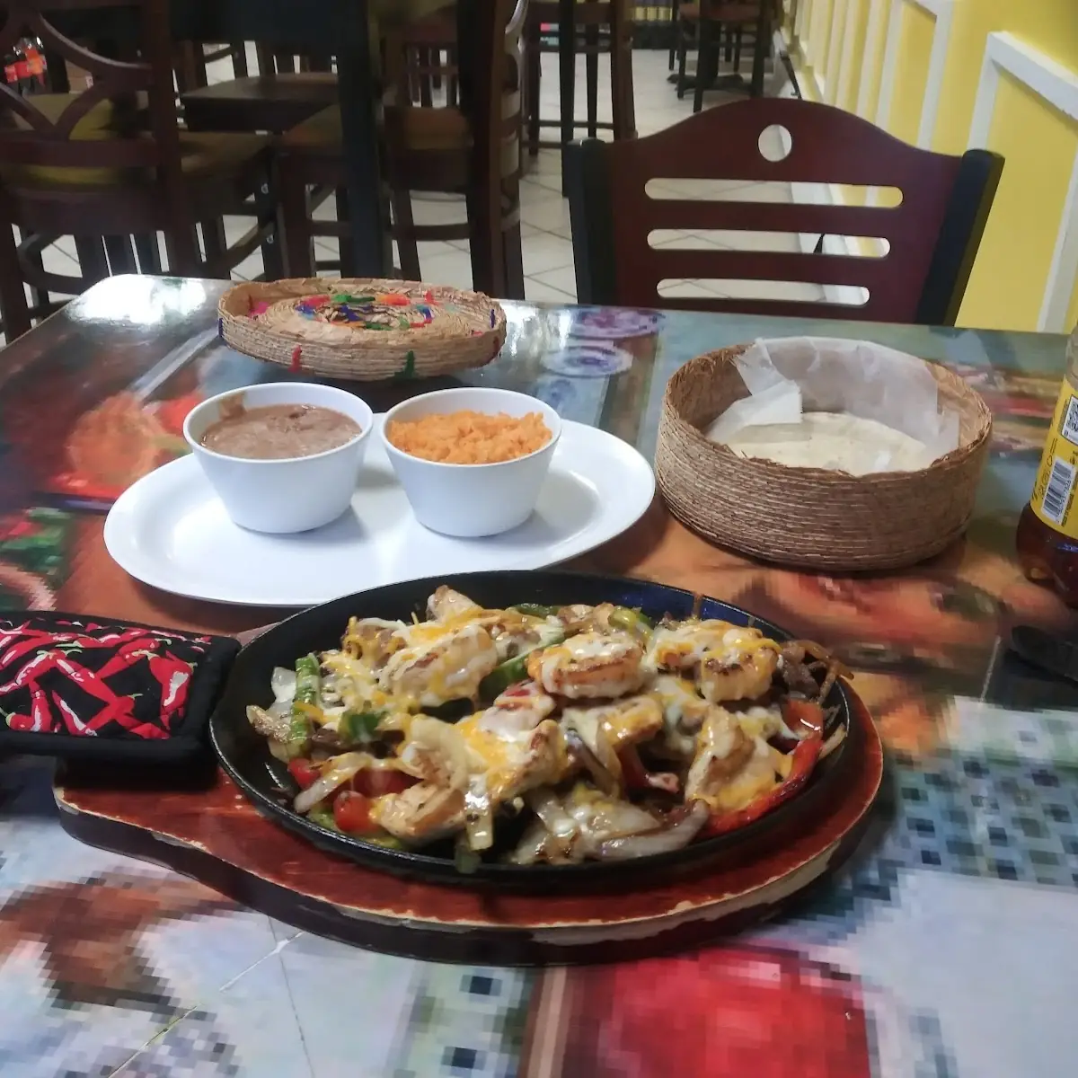 Chicken Beef and Shrimp Fajitas