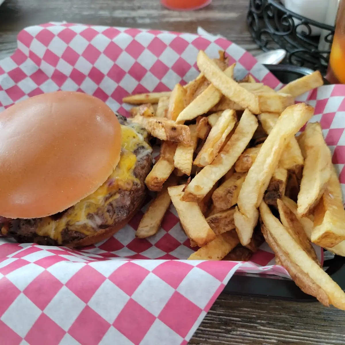 Black Cherry Chipotle BBQ Burger and Fries